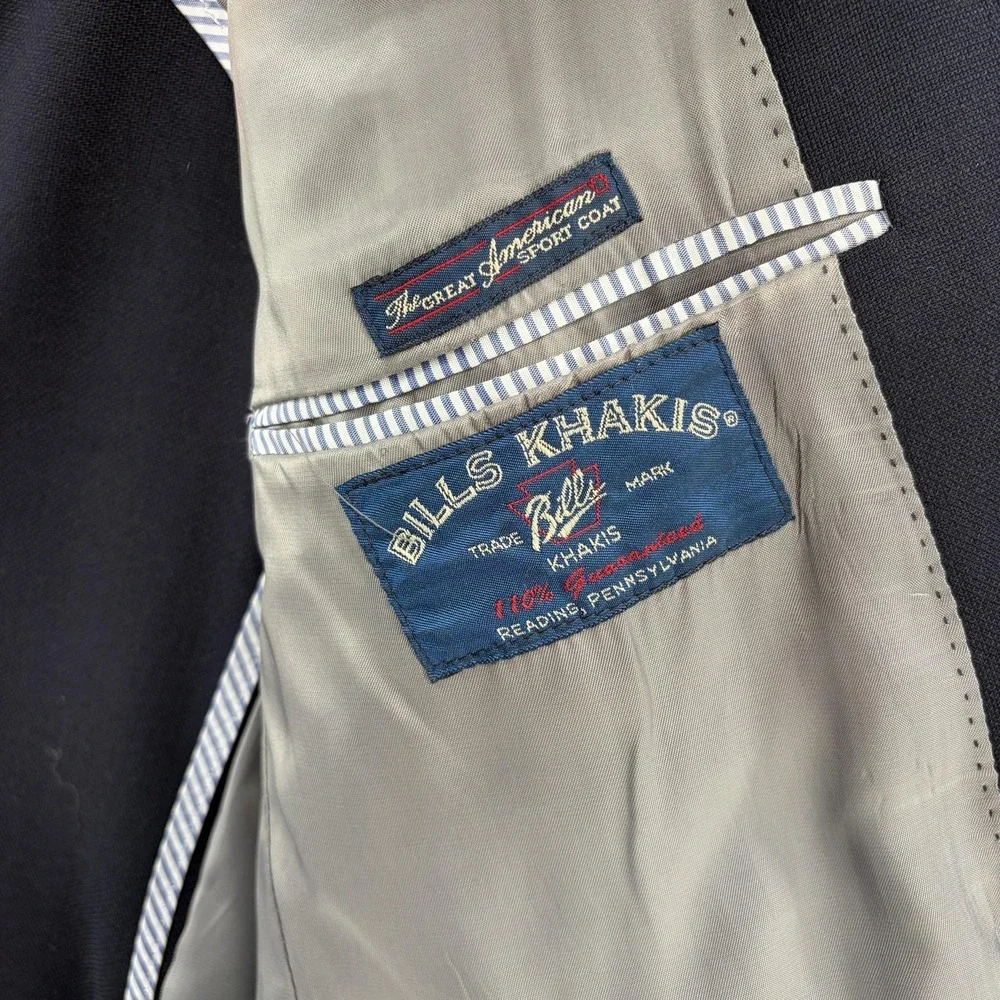 Bills Khakis Blazer Mens 44R Blue Wool Silk Mohair Sport Coat USA Jacket Preppy
